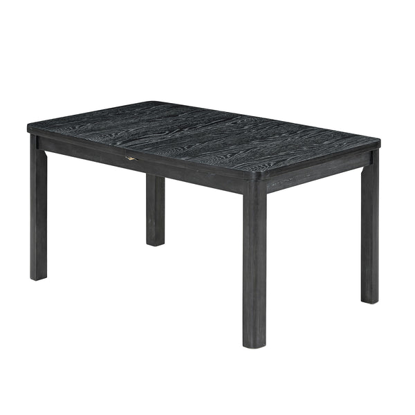 English Elm TOPMAX Rustic Extendable Dining Set with 84" Table and 24" Leaf, 9-Piece Wood Frame, Upholstered Chairs Black+ Gray SP000038AAB