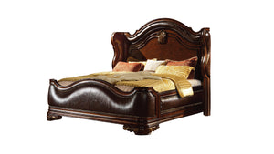English Elm Bella Queen Bed in Dark Walnut with Cushioned Wing Headboard, Storage Drawers & Beveled Mirror Included B009S01601