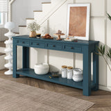 English Elm Trexm Console Table/Sofa Table With Storage Drawers and Bottom Shelf For Entryway Hallway(Dark Blue)