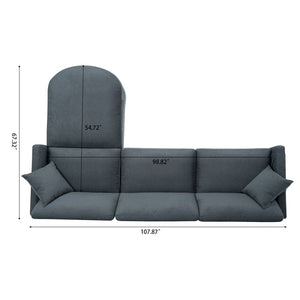 English Elm 107.87'sectional Sofa with Ottoman Pine Frame Removable Cushions Living Room Seating Dark Gray W680S00009