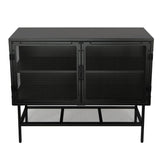 English Elm Industrial Double Door Cabinet Console Table With 2 Mesh Doors Adjustable Shelf and Feet Bottom Shelf Anti-Tip Dust-Free Kitchen Credenza Sideboard Frosted Black