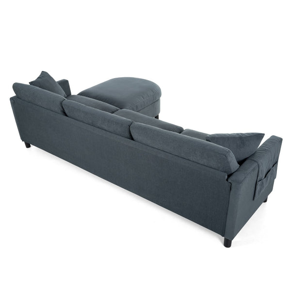 English Elm 107.87'sectional Sofa with Ottoman Pine Frame Removable Cushions Living Room Seating Dark Gray W680S00009