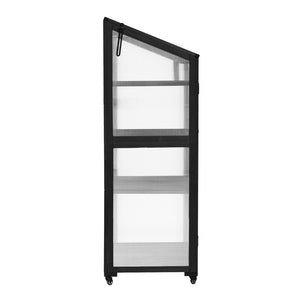 English Elm Topmax Fir Wood Polycarbonate Cold Frame Greenhouse with Wheels Adjustable Shelves Outdoor Black WF297923AAB