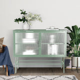 Mint Green Sideboard with Adjustable Shelves & Glass Doors for Stylish Storage