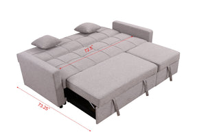 English Elm 83" Oversized Upholstered Sofa Bed with 3-Level Adjustable Backrest, Convertible 3-Seater Futon for Living Room Comfort and Sleep Light Gray W1417131916