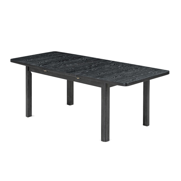 English Elm TOPMAX Rustic Extendable Dining Set with 84" Table and 24" Leaf, 9-Piece Wood Frame, Upholstered Chairs Black+ Gray SP000038AAB