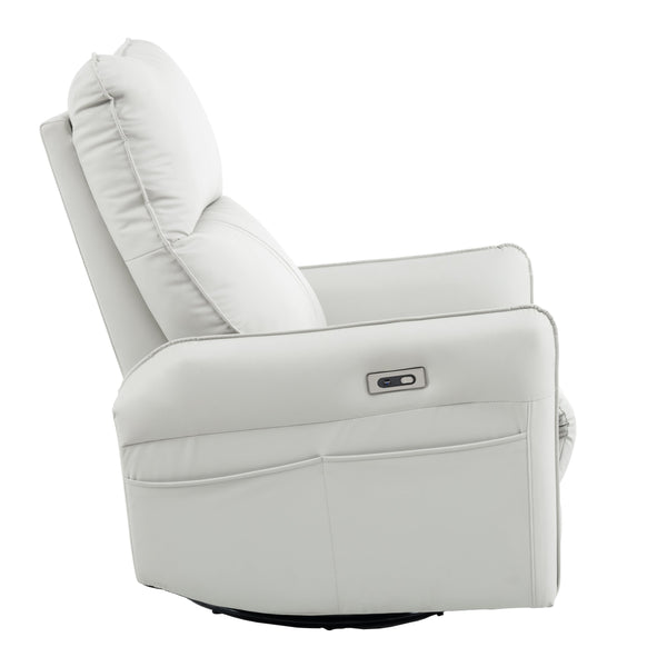 English Elm 270° Power Swivel Rocker Recliner Chair - Pu Leather Electric Glider With Usb Ports For Comfort W1028S00026