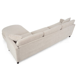 English Elm 107.87'sectional Sofa with Ottoman Removable Cushions Pine Frame L-shaped Living Room Beige W680S00145