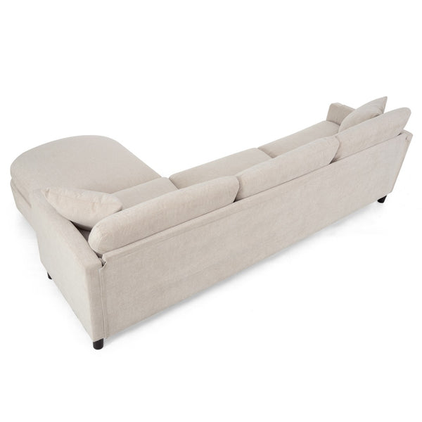 English Elm 107.87'sectional Sofa with Ottoman Pine Frame Removable Cushions Living Room Seating Beige W680S00008
