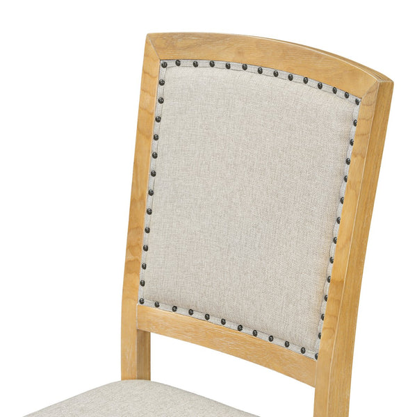 English Elm TOPMAX Rustic Extendable Dining Set with 84" Table and 24" Leaf, 9-Piece Wood Frame, Upholstered Chairs Natural+Grey SP000038AAD