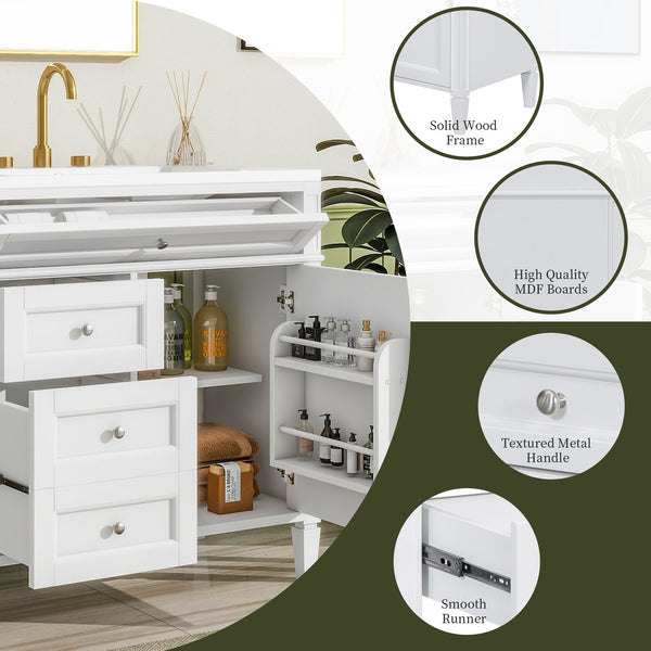 English Elm 36'' Modern Bathroom Vanity With Sink, Elegant Storage Cabinet, 2 Drawers & Tip-Out Organizer SW000119AAK-2