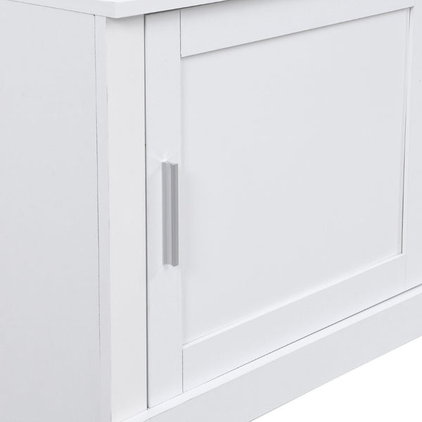English Elm On-trend Modular Entryway Hall Tree with Hooks Shoe Cubbies Bench and Shelves White N721S000025K