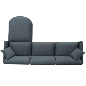 English Elm 107.87'sectional Sofa with Ottoman Removable Cushions Pine Frame L-shaped Living Room Dark Gray W680S00146