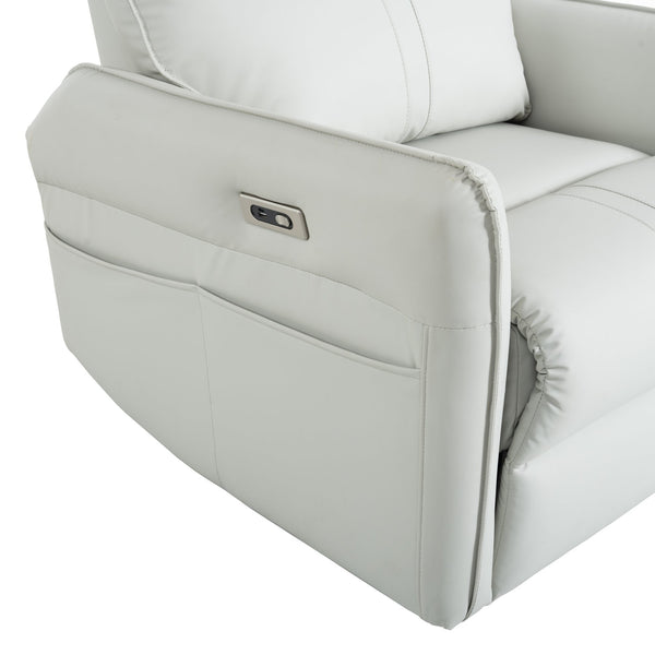 English Elm 270° Power Swivel Rocker Recliner Chair - Pu Leather Electric Glider With Usb Ports For Comfort W1028S00026