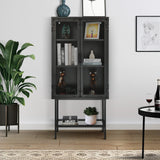 Black Mesh Door Tall Storage Cabinet, Adjustable Shelves - Industrial Style, Durable Steel, Excellent Ventilation