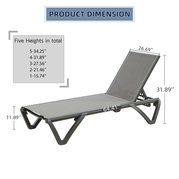 English Elm Patio Chaise Lounge Set - Adjustable Weatherproof Aluminum Chairs For Poolside Relaxation & Comfort W1859109837-GIGA