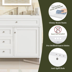 English Elm 36'' Modern Bathroom Vanity With Sink, Elegant Storage Cabinet, 2 Drawers & Tip-Out Organizer SW000119AAK-2