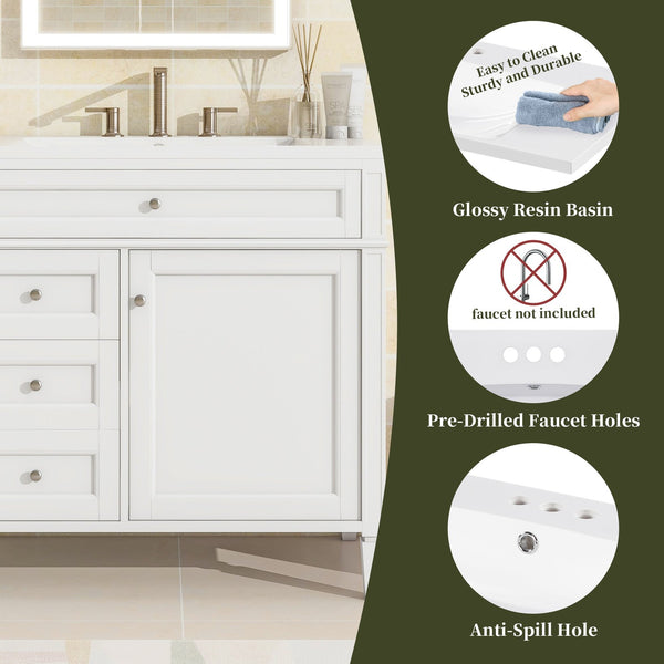 English Elm 36'' Modern Bathroom Vanity With Sink, Elegant Storage Cabinet, 2 Drawers & Tip-Out Organizer SW000119AAK-2