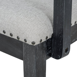 English Elm TOPMAX Rustic Extendable Dining Set with 84" Table and 24" Leaf, 9-Piece Wood Frame, Upholstered Chairs Black+ Gray SP000038AAB