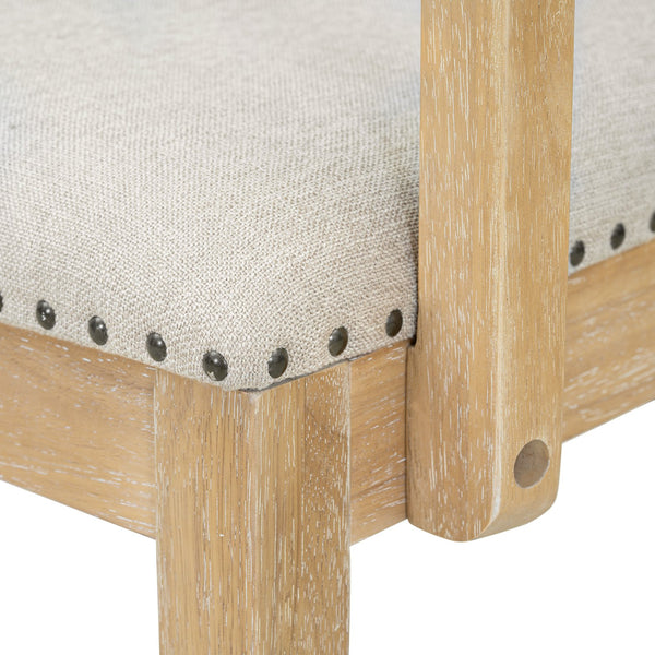 English Elm TOPMAX Rustic Extendable Dining Set with 84" Table and 24" Leaf, 9-Piece Wood Frame, Upholstered Chairs Natural+Grey SP000038AAD