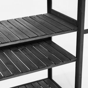 English Elm Topmax Fir Wood Polycarbonate Cold Frame Greenhouse with Wheels Adjustable Shelves Outdoor Black WF297923AAB