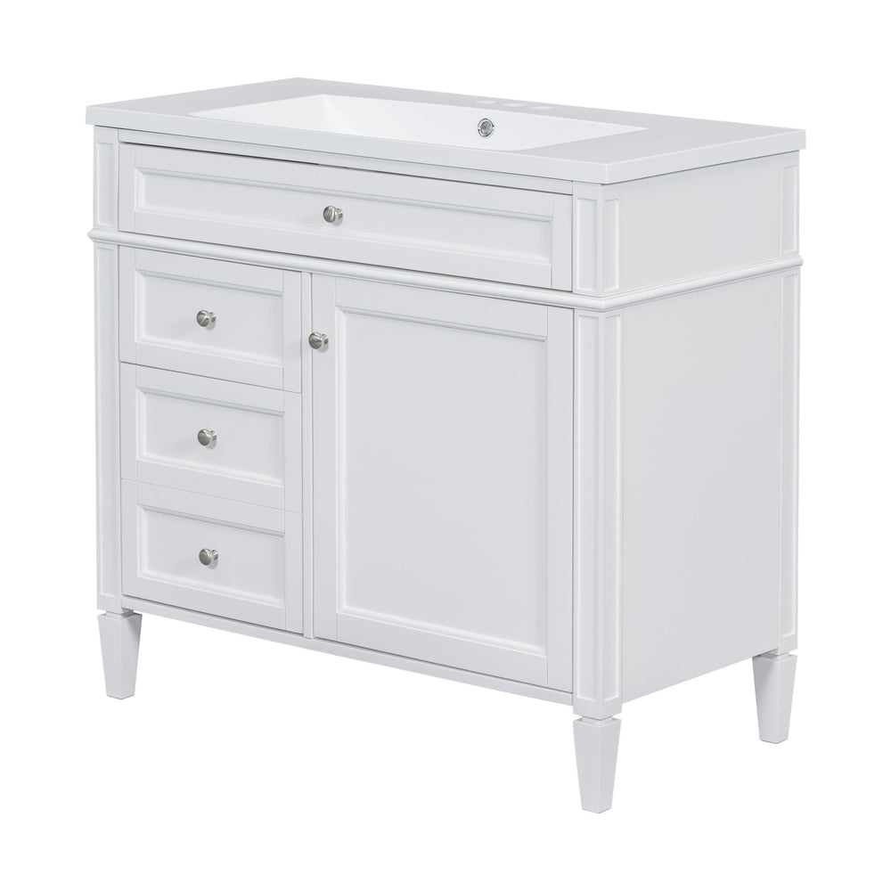 English Elm 36'' Modern Bathroom Vanity With Sink, Elegant Storage Cabinet, 2 Drawers & Tip-Out Organizer SW000119AAK-2