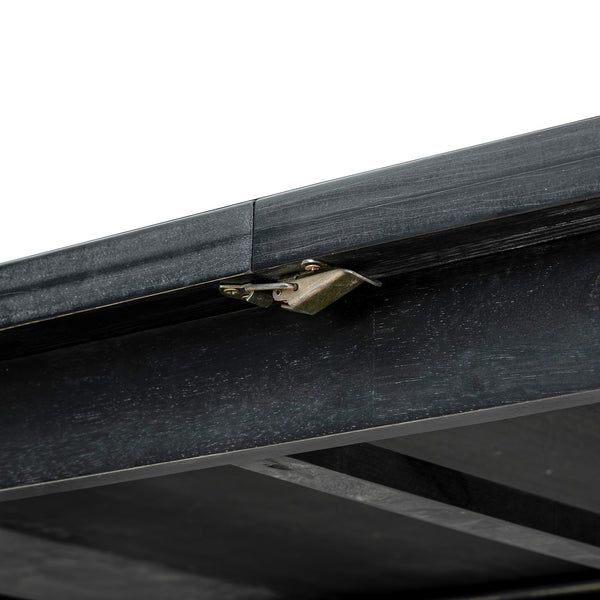 English Elm TOPMAX Rustic Extendable Dining Set with 84" Table and 24" Leaf, 9-Piece Wood Frame, Upholstered Chairs Black+ Gray SP000038AAB