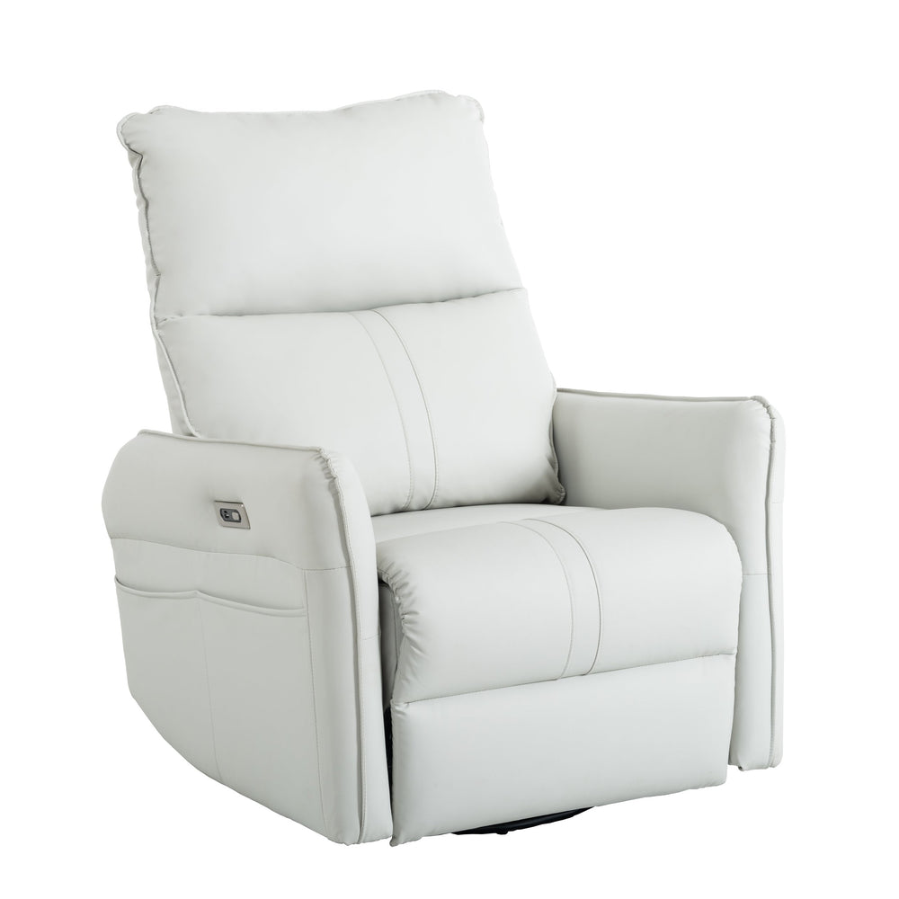 English Elm 270° Power Swivel Rocker Recliner Chair - Pu Leather Electric Glider With Usb Ports For Comfort W1028S00026