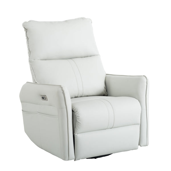 English Elm 270° Power Swivel Rocker Recliner Chair - Pu Leather Electric Glider With Usb Ports For Comfort W1028S00026