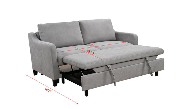 English Elm 69"3 Convertible Queen Sleeper Sofa Bed with 3-Level Adjustable Backrest, Modern Compact Futon Lounge Crafted for Comfort (Gray) W1417132011