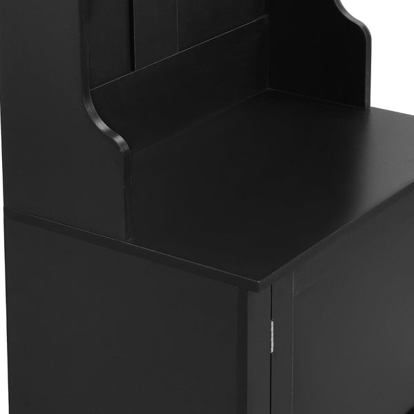 English Elm On-trend Modular Entryway Hall Tree with Hooks Shoe Cubbies Bench and Shelves Black N721S000025B