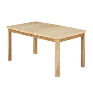 English Elm TOPMAX Rustic Extendable Dining Set with 84" Table and 24" Leaf, 9-Piece Wood Frame, Upholstered Chairs Natural+Grey SP000038AAD