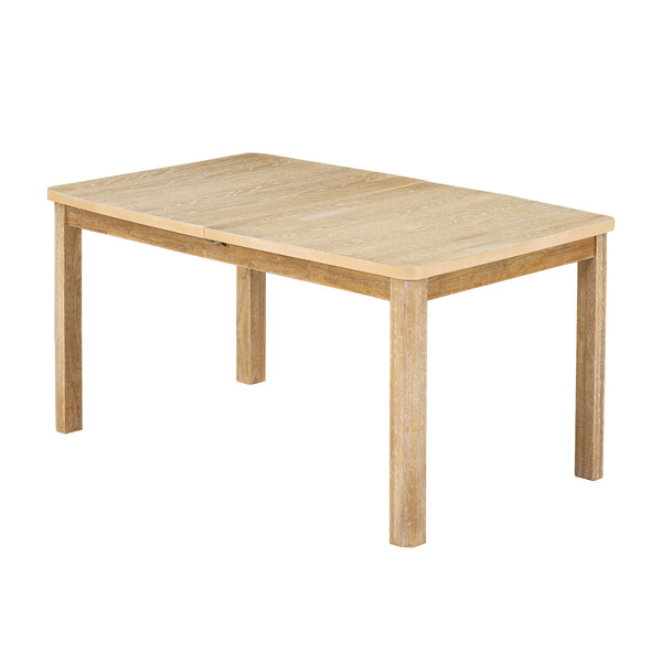 English Elm TOPMAX Rustic Extendable Dining Set with 84" Table and 24" Leaf, 9-Piece Wood Frame, Upholstered Chairs Natural+Grey SP000038AAD