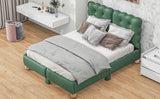Hearth and Haven Full Size Upholstered Platform Bed with Support Legs, Green WF313964AAF