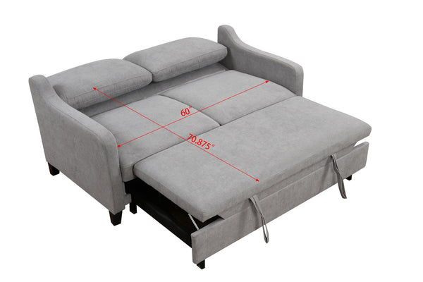 English Elm 69"3 Convertible Queen Sleeper Sofa Bed with 3-Level Adjustable Backrest, Modern Compact Futon Lounge Crafted for Comfort (Gray) W1417132011