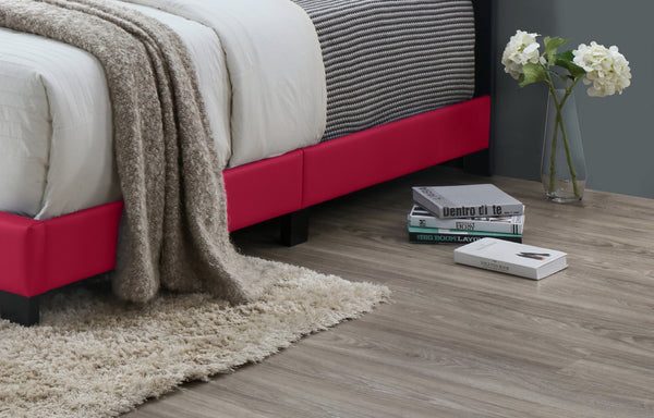 English Elm 1pc Xander Full Platform Bed Tall Padded Headboard Pu Upholstered Blush Frame ESFTIB807-F-SHB