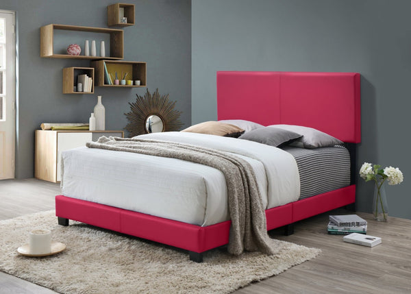 English Elm 1pc Xander Full Platform Bed Tall Padded Headboard Pu Upholstered Blush Frame ESFTIB807-F-SHB