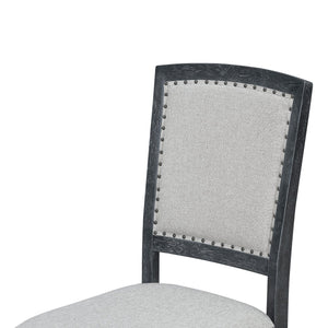 English Elm TOPMAX Rustic Extendable Dining Set with 84" Table and 24" Leaf, 9-Piece Wood Frame, Upholstered Chairs Black+ Gray SP000038AAB