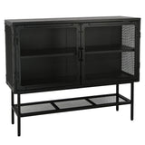 Black Mesh Door Storage Cabinet, Adjustable Shelves | Sturdy Industrial Style, Excellent Ventilation | 35.4 x 43.3 x 15.0