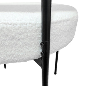 English Elm White Boucle Barrel Dining Chairs Set of 4 Mid Century Sculptural Curved Back W2189S00821