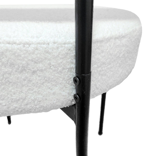 English Elm White Boucle Barrel Dining Chairs Set of 4 Mid Century Sculptural Curved Back W2189S00821