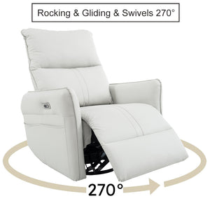 English Elm 270° Power Swivel Rocker Recliner Chair - Pu Leather Electric Glider With Usb Ports For Comfort W1028S00026