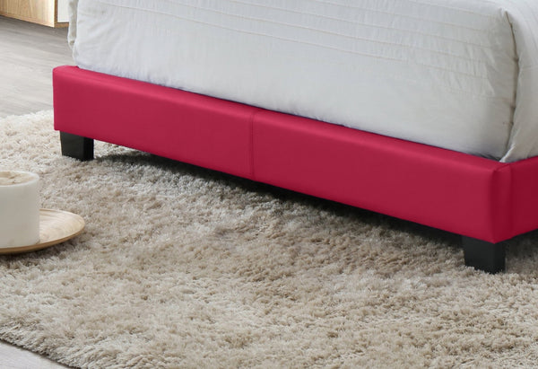 English Elm 1pc Xander Full Platform Bed Tall Padded Headboard Pu Upholstered Blush Frame ESFTIB807-F-SHB