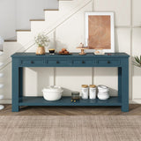 English Elm Trexm Console Table/Sofa Table With Storage Drawers and Bottom Shelf For Entryway Hallway(Dark Blue)