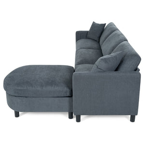 English Elm 107.87'sectional Sofa with Ottoman Pine Frame Removable Cushions Living Room Seating Dark Gray W680S00009