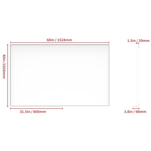 English Elm 60"x40" Oversized Modern Rectangle Mirror with Slim Black Aluminum Frame Removable Tray for Bath W708140631