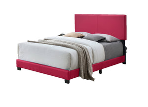 English Elm 1pc Xander Full Platform Bed Tall Padded Headboard Pu Upholstered Blush Frame ESFTIB807-F-SHB