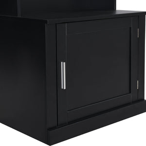 English Elm On-trend Modular Entryway Hall Tree with Hooks Shoe Cubbies Bench and Shelves Black N721S000025B