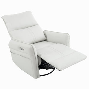 English Elm 270° Power Swivel Rocker Recliner Chair - Pu Leather Electric Glider With Usb Ports For Comfort W1028S00026