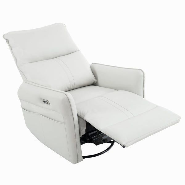English Elm 270° Power Swivel Rocker Recliner Chair - Pu Leather Electric Glider With Usb Ports For Comfort W1028S00026